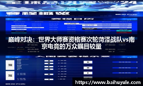 巅峰对决：世界大师赛资格赛次轮菏泽战队vs南京电竞的万众瞩目较量